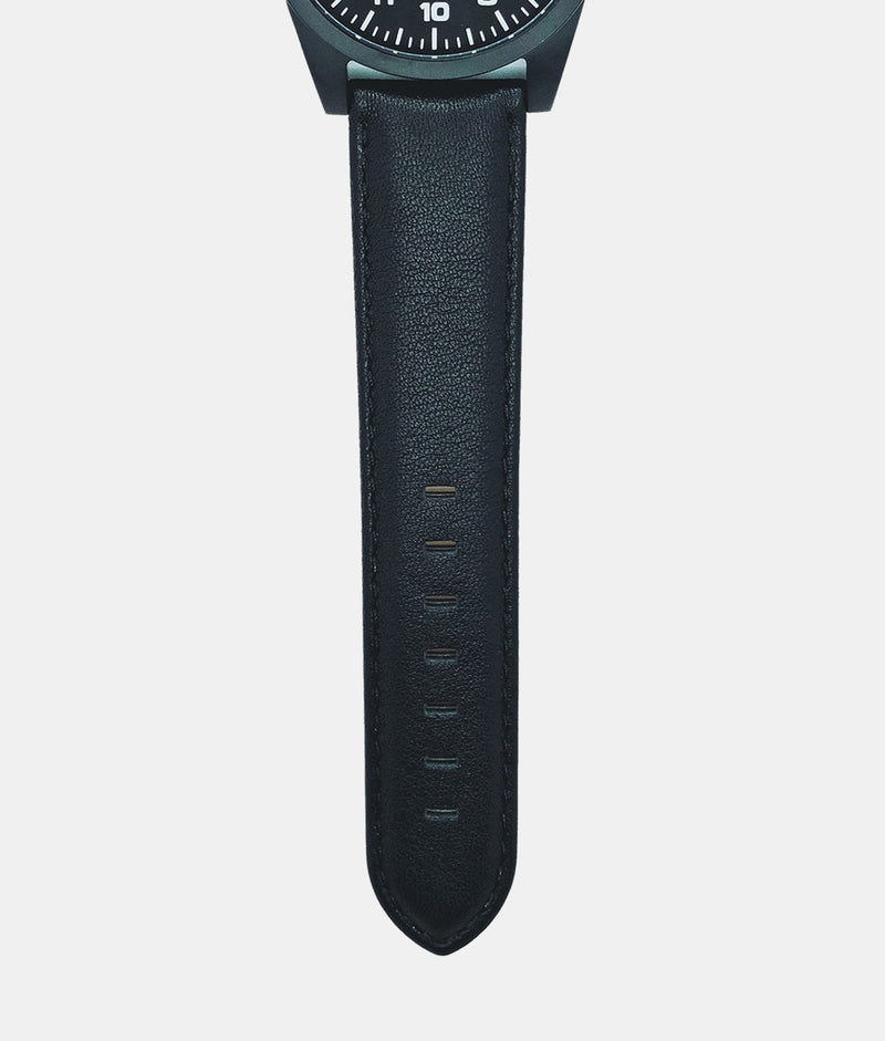 Black Leather Strap with Black Stitching Only